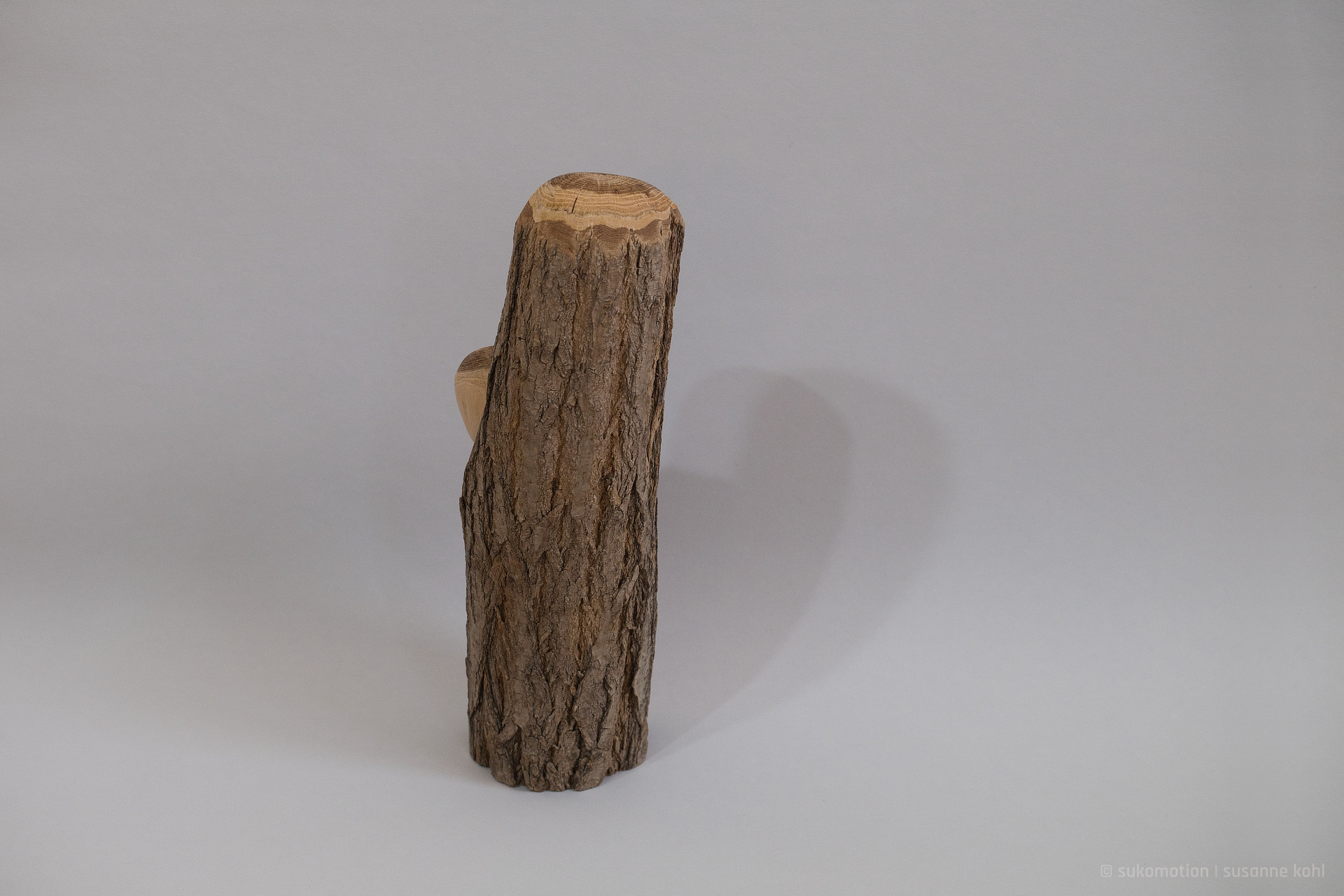 safe & curious - woodsculpture with bark  by sukomotion | susanne kohl - berlin